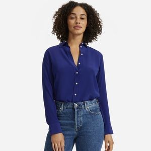 Everlane silk blouse royal blue 8